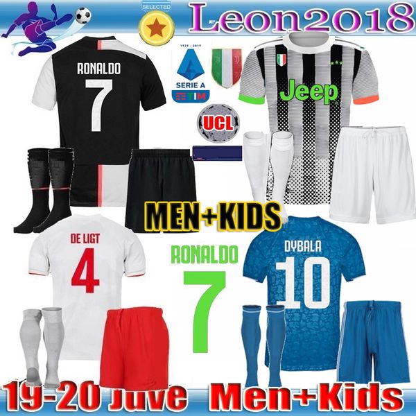 

kids kit 2019 palace ronaldo soccer jersey 19 20 mandzukic de ligt football shirt men youth set dybala juve camiseta de futbol, Black;yellow