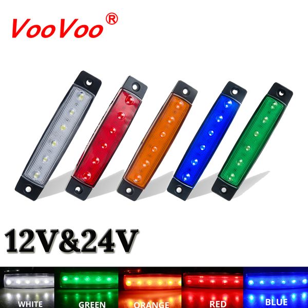 

10pcs 6 led red white blue amber clearence auto car truck bus lorry trailer side marker indicators light 24v 12v rear side lamp