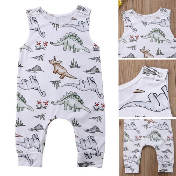 

new baby boy gril jongen meisje dinosaurus romper jumpsuit speelpakje kleding outfits mouwloze zomer sunsuit, Blue