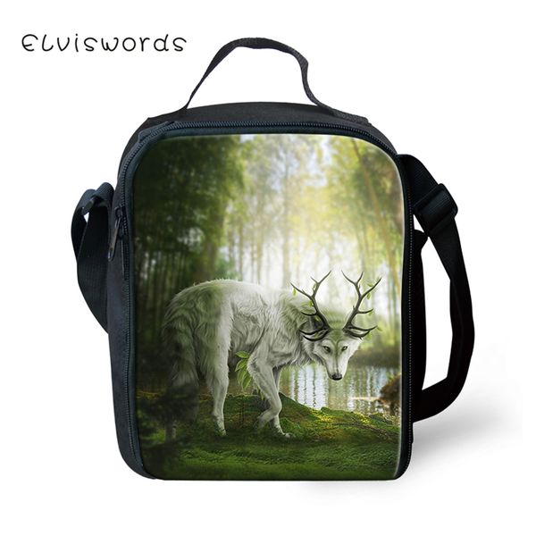 

elviswords fashion child insulated lunch bags fantasy deer pattern toddler waterproof lunch box family outdoor picnic container, Blue;pink