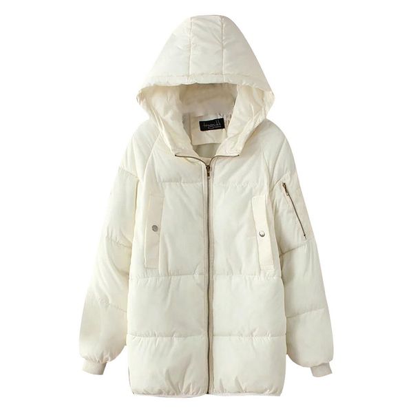 

jaycosin couple long section thick loose hooded cotton jacket autumn winter wear casual fashion coat solid wild selling, Black