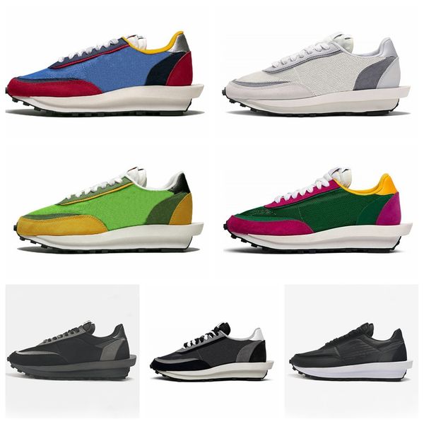 

sacai ldwaffle daybreak men women running shoes triple black anthracite wolf grey pine green gusto blue trainers sports designer sneakers