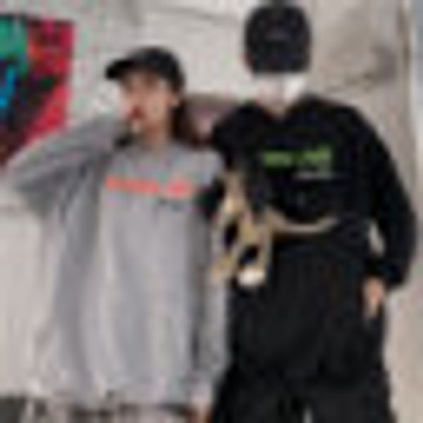 

женский свитер свободного корейский осенне-зимний сезон напечатан с капюшоном топ ины моды пальто свободного новый универсальный топ, Black