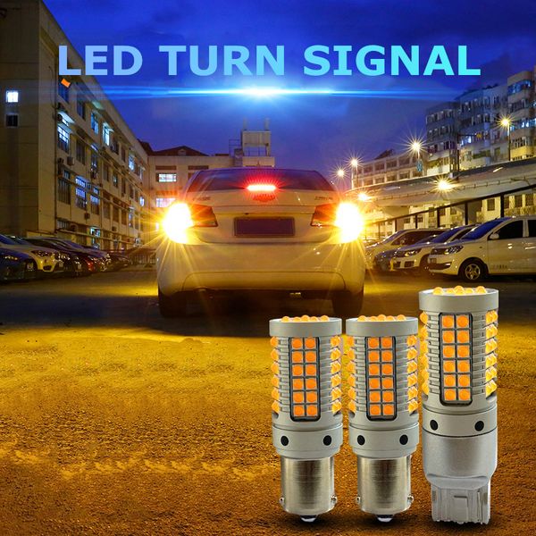 

2pcs car t20 7440 w21w led amber yellow led 1156 bau15s ba15s p21w py21w bulbs for turn signal lights canbus