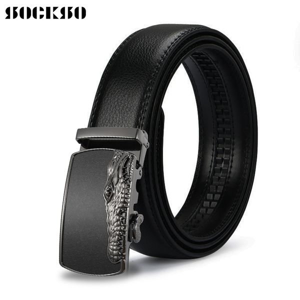 

2019 business brand automatic buckle fashion men leather belt gentleman leather waistband design western strap belt hj107, Black;brown