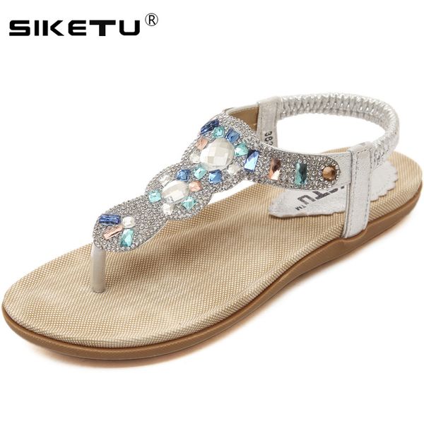 

siketu 2019 crystal flip flop women's sandals fashion ladies shoes summer beach women shoes brand female flat sandals wsh2422, Black