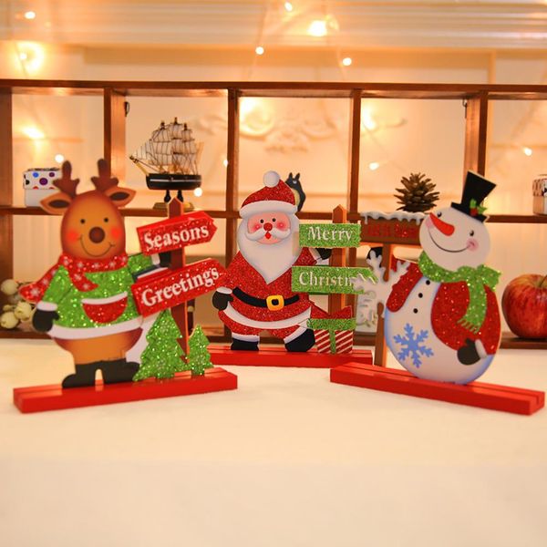 

new christmas santa claus snowman elk wooden ornament xmas gift table decoration