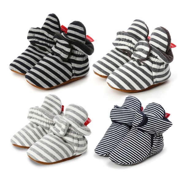 

infant baby shoes socks boy girl stripe gingham newborn toddler first walkers booties cotton comfort soft anti-slip crib shoes