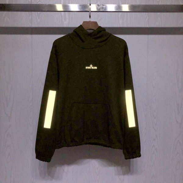 

fashion brand hoodie luxury stones islands mens designer pullover classic compass logo reflective terry trend kangaroo pocket sweaters, White;black