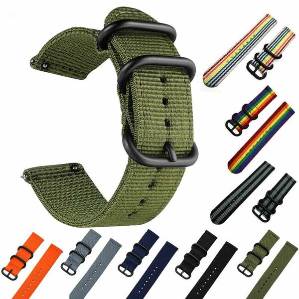 

watch 46mm for gear s3 galaxy watch 42mm huawei gt nato strap 22mm band bracelet strap 24mm nylon colorful stripe, Black;brown