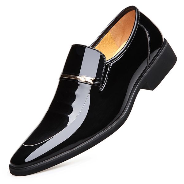 

patent leather business men shoes groom wedding elevator footwear fashion brand slip on mens high heel shoes oxford dress shoes for men, Black