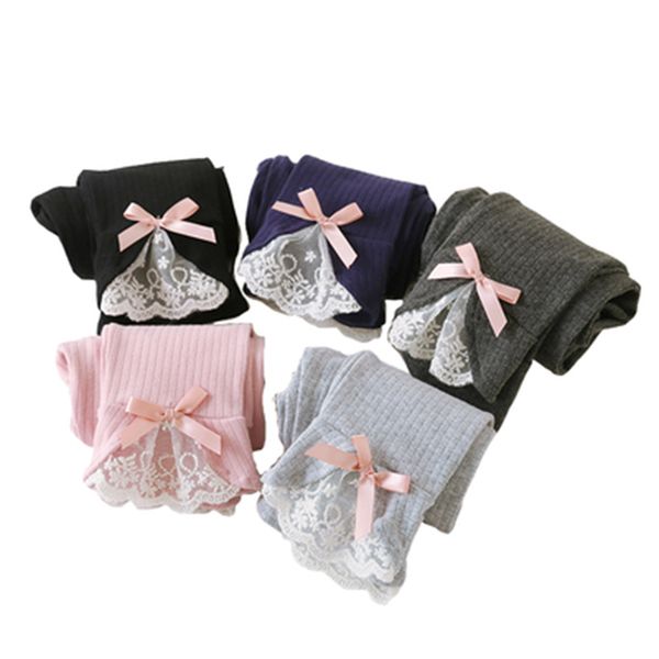 

girls legging kids spring autumn clothes children skinny pants for baby girls leggings bowties lace, Blue