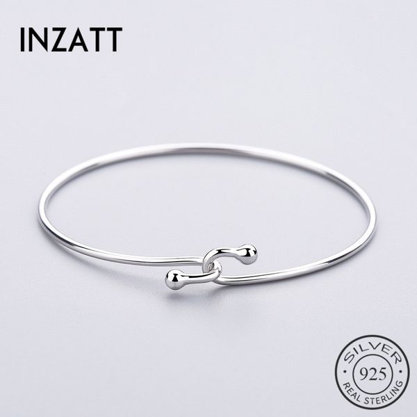 

inzat geometric glossy wristband bracelets 925 sterling silver for women wedding party fashion jewelry summer new gift, Golden;silver