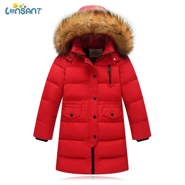 

lonsant parkas for girl winter jacket hooded button long sleeve solid roupas infantis meisjes jas veste fourrure puffer coat n30, Blue;gray