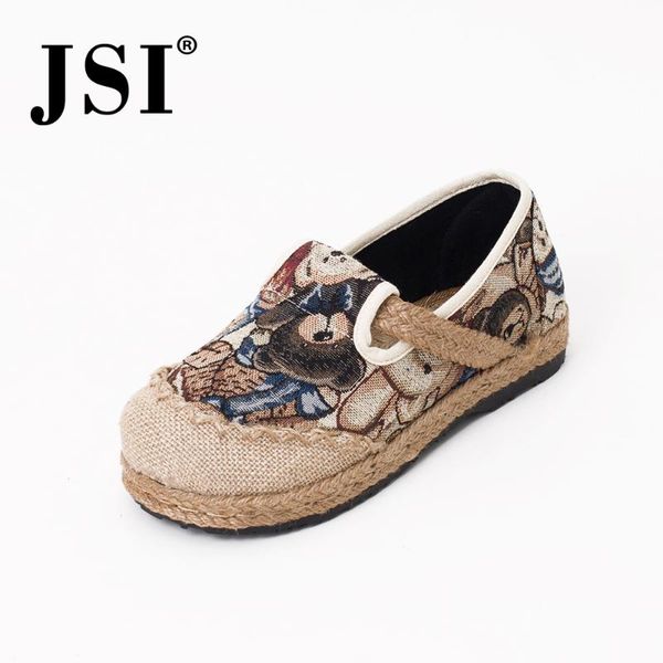 

jsi round toe women flats cartoon printing belt decoration sweet fashion comfortable shoes slip-on breathable ladies flats je314, Black