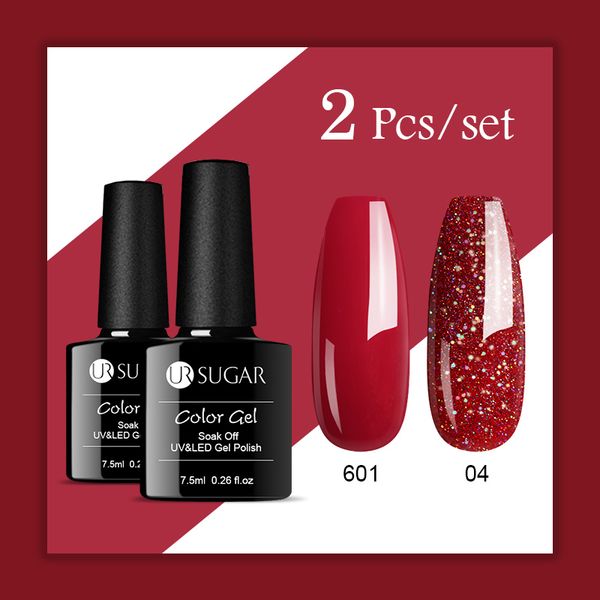 

ur sugar uv nail gel 2 colors gel polish set led varnish soak off nail art long lasting manicure set, Red;pink