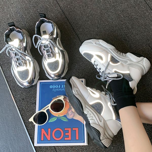 

2019 autumn and winter women's sports shoes fashion women's running shoes reflective breathable platform sneakers women zq-171