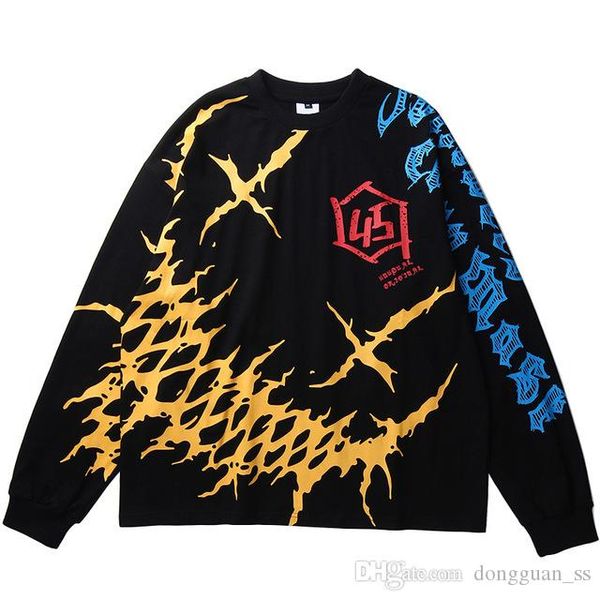 

printed t shirt men 2020 streetwear hip hop oversize long sleeve harajuku tshirt spring loose t-shirt cotton, White;black