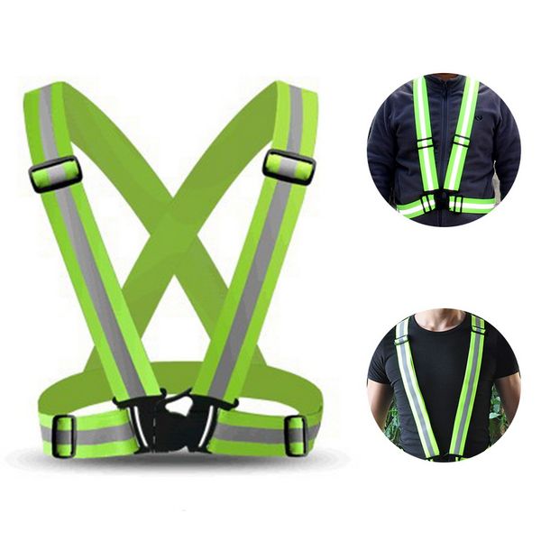

2019 onesize universal high brightness safe reflective vest belt night working elastic safety vest outdoor sport reflective, White;black