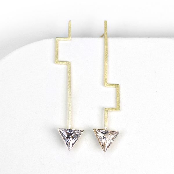 

inature 925 sterling sliver fashion minimalist triangle earrings for women jewelry accessories sh190721, Golden;silver