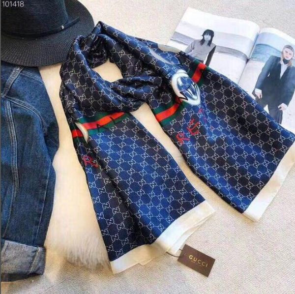 

guc‍ciscarf luxury scarfs women scarf silk louιs vuιtton scarf designer fashion scarfs shawl ladies scarves 190x80cm wholesale, Blue;gray