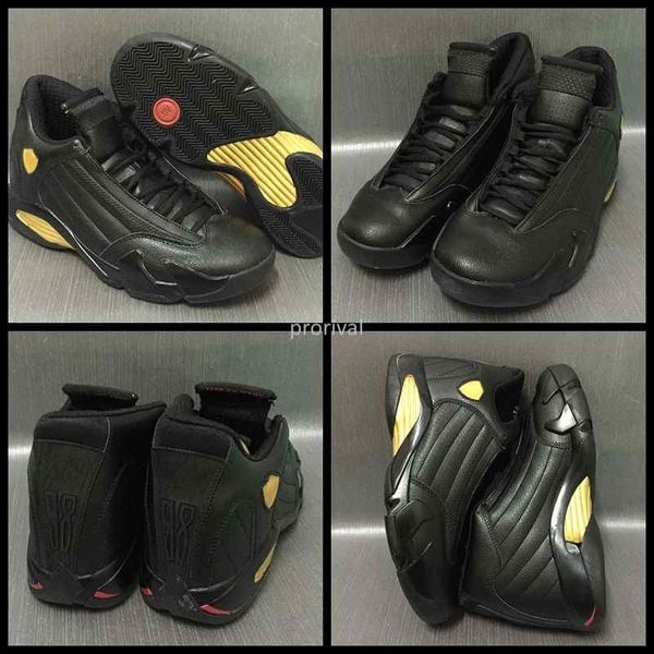 

dmp 14 basketball shoes for men black gold 98s deigning moments package sneakers sport 14s trainers basket ball shoe size 8-13