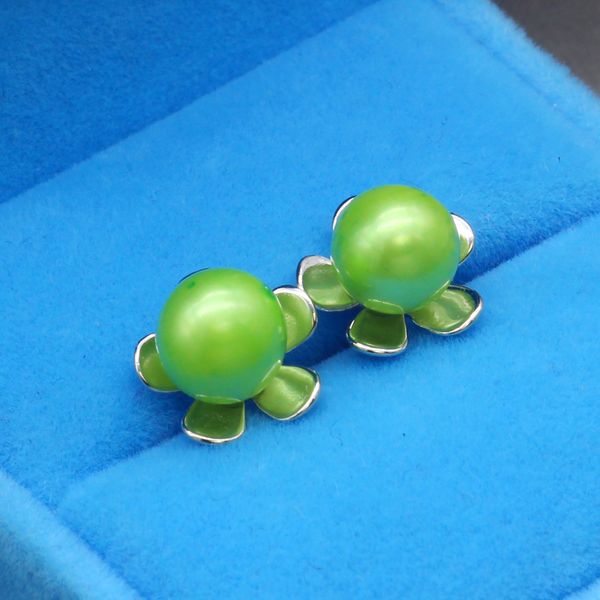 

wholesale fashionable charm 925 silver pearl earring diy ladies natural freshwater pearl sterling silver flower earrings, Golden