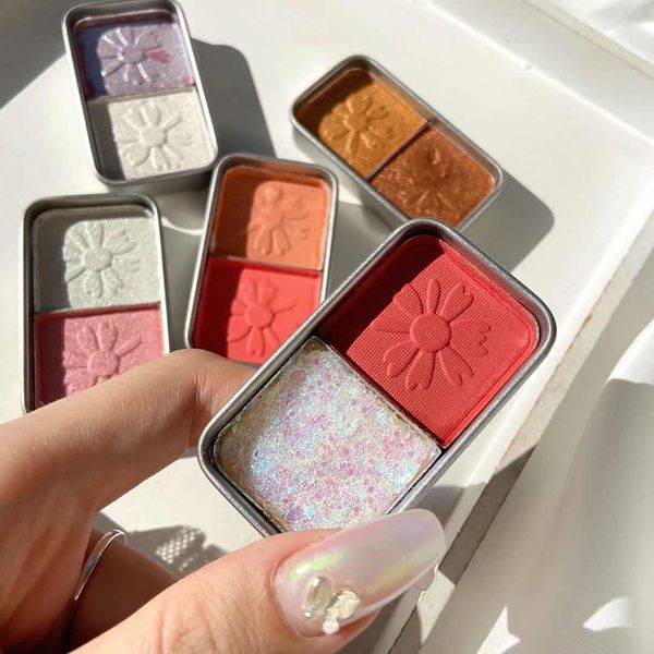 

dikalu 2 colores sombra de ojos mate nacarado pigmento ojos cosméticos paleta de maquillaje portátil sombra de ojos bandeja profesional sin