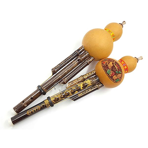 

handmade chinese traditional hulusi black bamboo gourd cucurbit flute people musical instrument key c for beginners