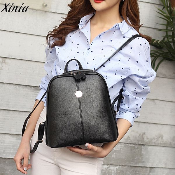 

2019 fashion women's travel softback new backpacks casual leather school rucksack backpack for school supplies female vintage