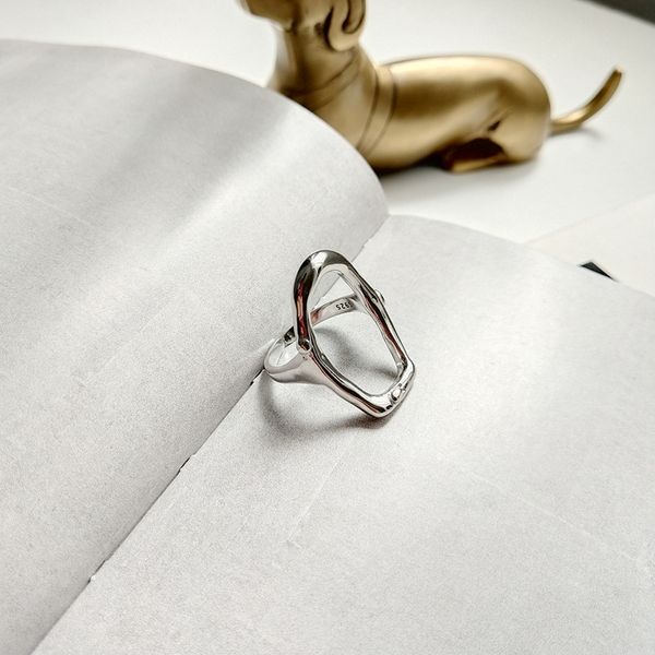 

925 sterling silver openwork irregular rings silver fashion personality open adjustable rings for women charms fine jewlery gift, Golden;silver