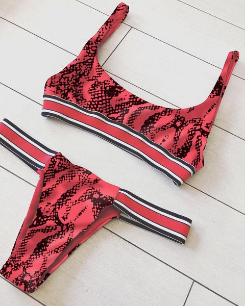 

women two piece outfits new summer fashion swimsuit suit snake skin print designer swimsuit bikini leopard print, Gray