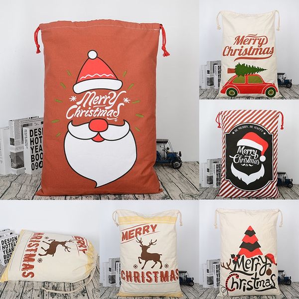 

christmas large canvas gift bag monogrammable storage bags santa reindeers drawstring candy bag christmas gift 50*70cm fa3176