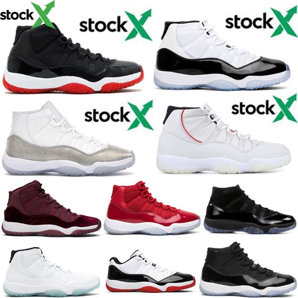 

with box metallic silver 11 11s high concord 45 space jam mens basketball shoes heiress gamma blue snake skin sport designer sneaker trainer, Black