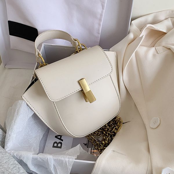 

elegant female small tote bag 2020 summer new pu leather women's handbag lock chain shoulder messenger bag