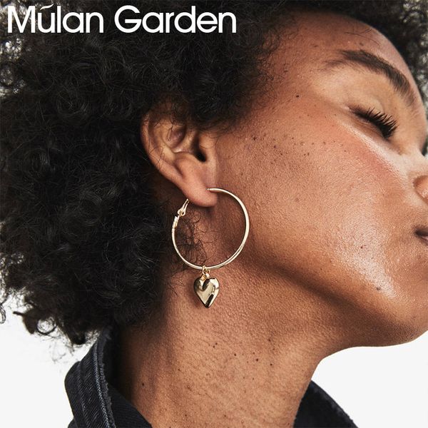 

m&g gold hoop earrings for women zircon heart crescent lock pendant drop earrings hoops fashion jewelry women accessories gifts, Golden;silver