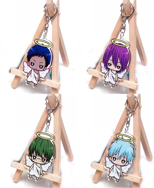 

anime kuroko no basketball cartoon kuroko tetsuya two-sided printed keychain cosplay decor pendant collection girl gift keyring, Silver