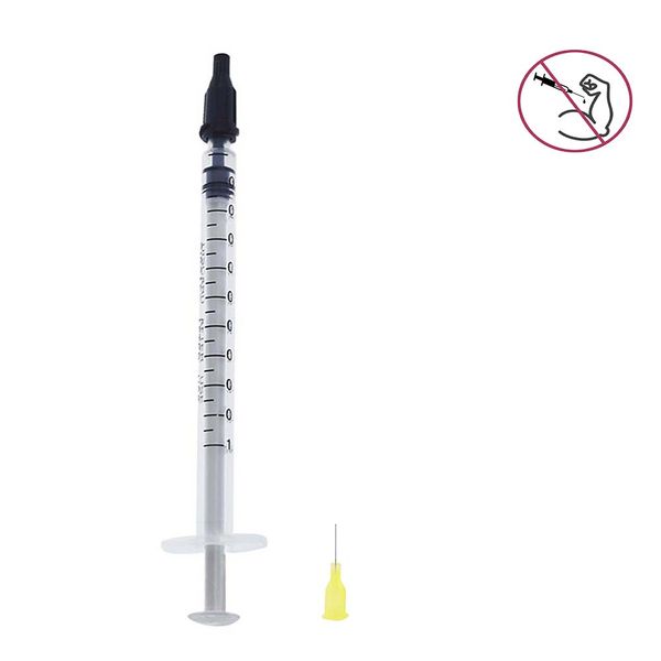 1 ml / 1 cc Dozajlama koniler + 32G 0.5 inç Dağıtım İğneler ve sızdırmazlık kapağının