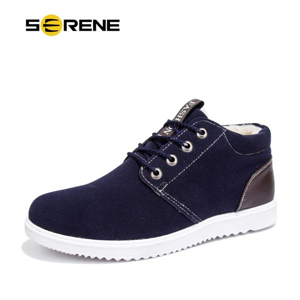 

serene brand men boots winter with fur 2018 warm snow boots men winter work shoes footwear fashion rubber ankle shoes, Black