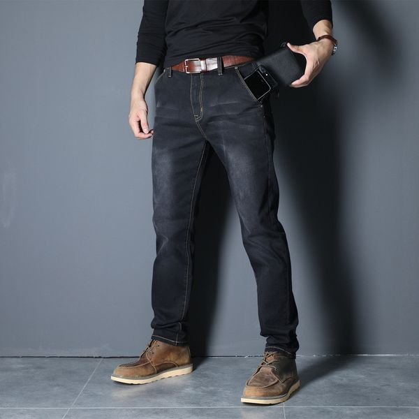 

men's jeans stretch plus big size 29 - 44 46 48 cotton straight denim men 2021 spring black, Blue