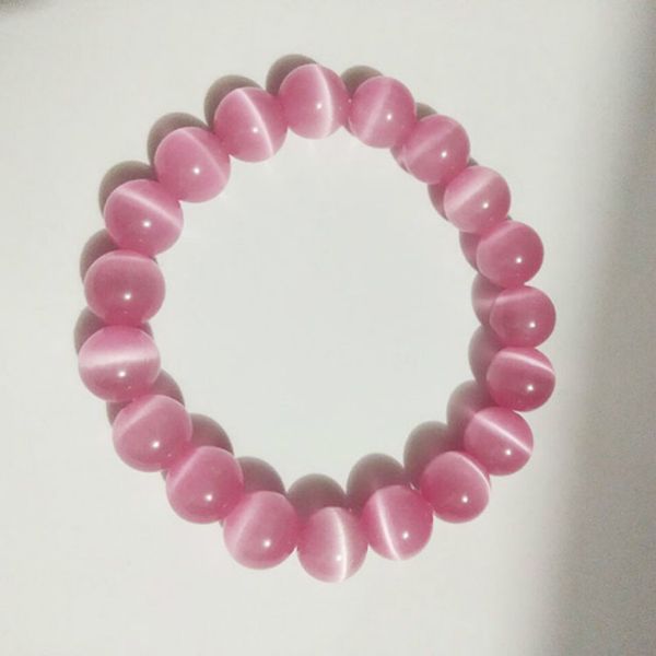 

8 colors natural cute 8/10mm pink green blue opal beads bracelet bangle handmade cat eye stone for women men yoga bracelet, Black