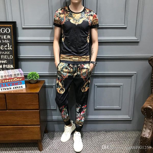 

19ss дизайнер роскошных мужской пот костюмы мужские летние костюмы + брюки спортивные костюм hip hop фуфаек пот костюм размер -4xl, Gray
