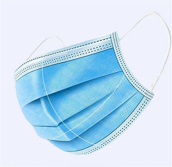 

на складе 50 1pcs facehigh качество синего non woven ear loop 3ply party mask синей пыль mascarillas роты mascherine маска