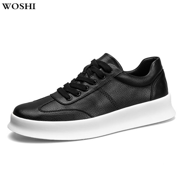 

men's genuine leather shoes, men's shoes, casual lace-up flat shoes for students, matching korean style shoes, Black