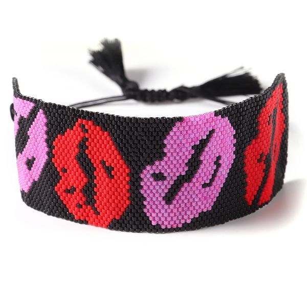 

bluestar miyuki vintage lip bracelet lips bracelet friendship jewelry lucky girl gift adjustable jewelry accessories, Black