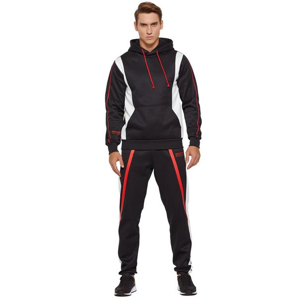 

men's tunic turtleneck hoodie suit autumn/winter monogrammed running two-piece men's fitness suit jogging fitness sports, Black;blue