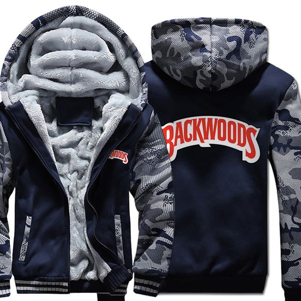 

Men Camouflage Printed Thicken Hoodies Winter Woolen Zipper Coat Velvet Navy Gray Jacket Sweatshirts Size M-5XL