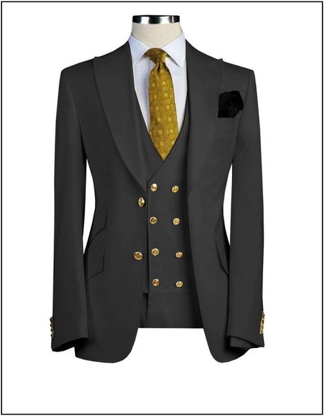 

black groom tuxedos peak lapel groomsmen mens wedding dress excellent man jacket blazer 3 piece suit custom made(jacket+pants+vest+tie)681, Black;gray