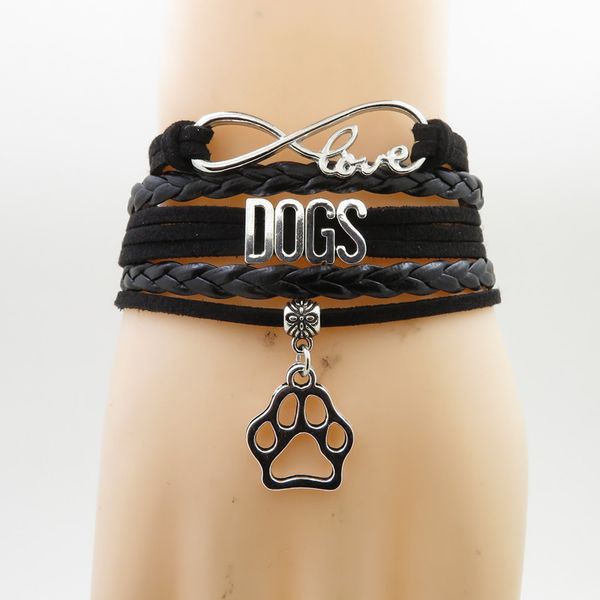 

браслет из замши ручной работы infinity love dog браслеты для собак когти шарм мама в виде собаки кожаные браслеты с браслетом, Golden;silver
