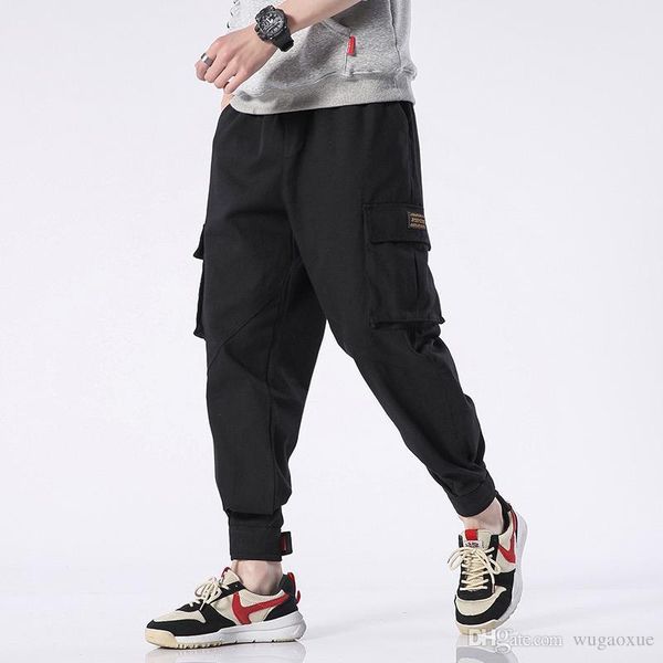 

m-4xl 5xl 2019 spring track pants men sweatpants mens joggers pants cargo camo tactical harem man, Black